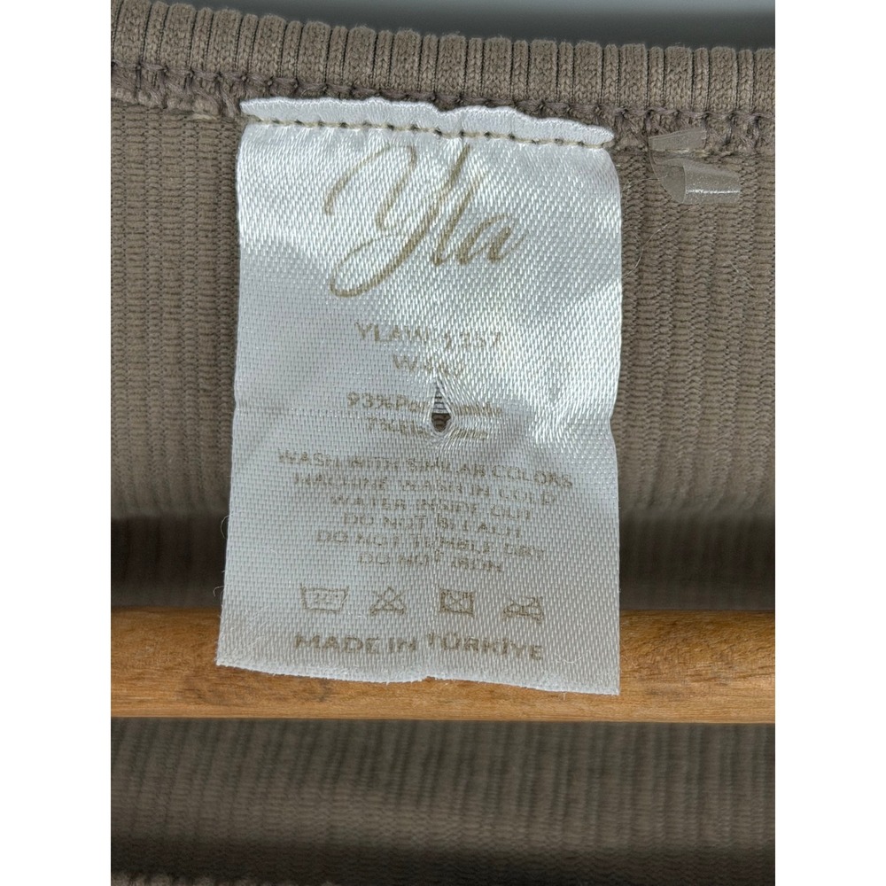 Youngla Women Ribbed Long Sleeve Crop Top Taupe Brown Square Neck XS YLAW-1157 - Picture 3 of 6